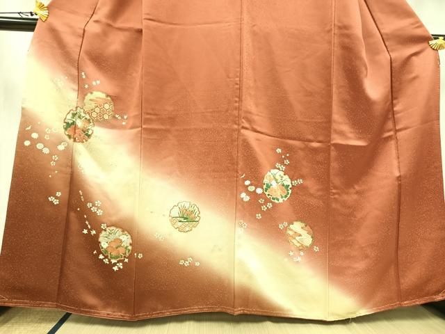 平和屋着物□訪問着 刺繍 雪輪草花文 暈し染め 金彩 正絹 逸品