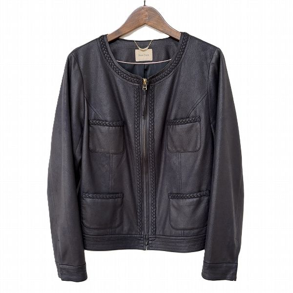 anc ローズティアラ Rose Tiara ジャケット 46 黒系 ジップ ノーカラー 