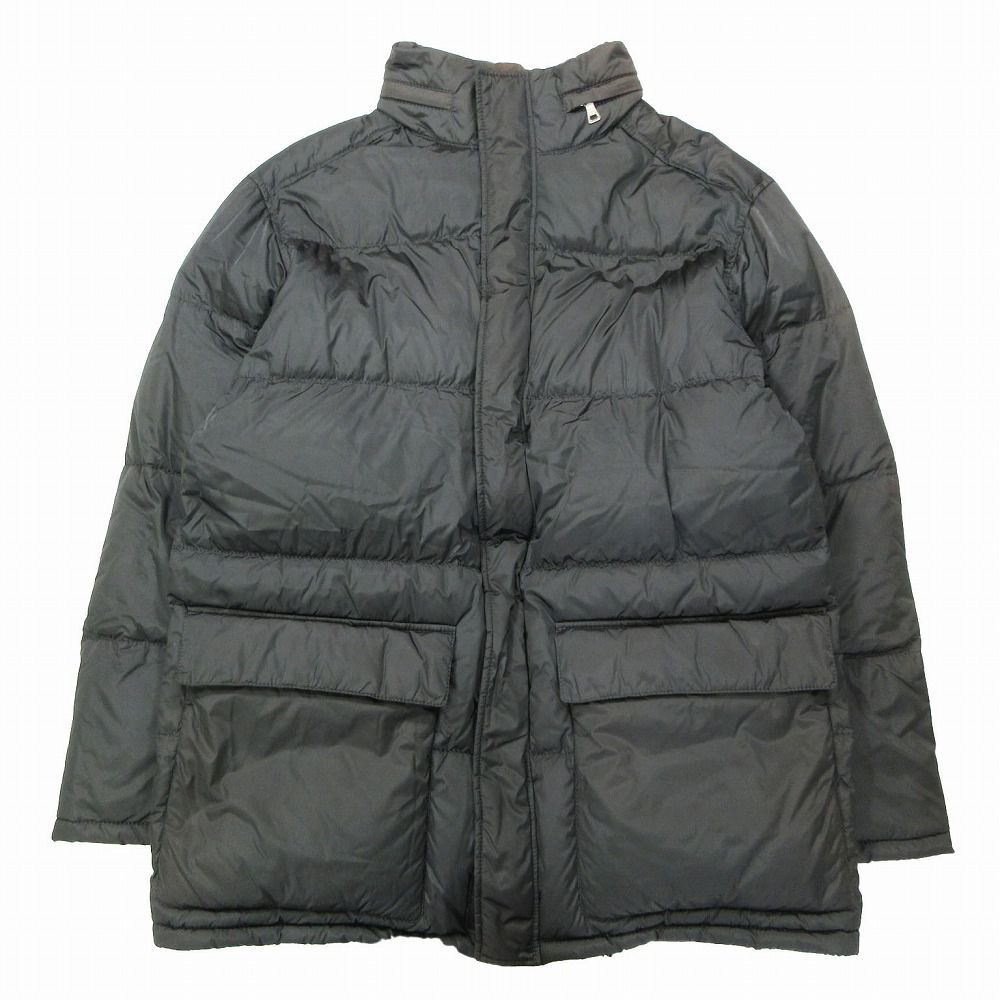 プラダ PRADA ナイロン ダウン ジャケット ブルゾン ジップアップ コート アウター 上着 48 L 黒 ブラック ur345