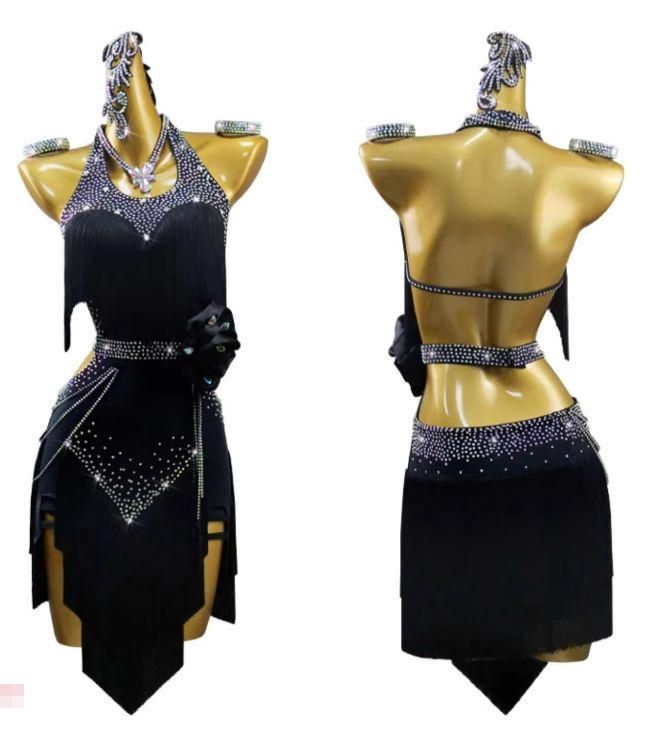 社交ダンスドレス ラテンドレス 競技 デモ フリンジ オーダーメイド
