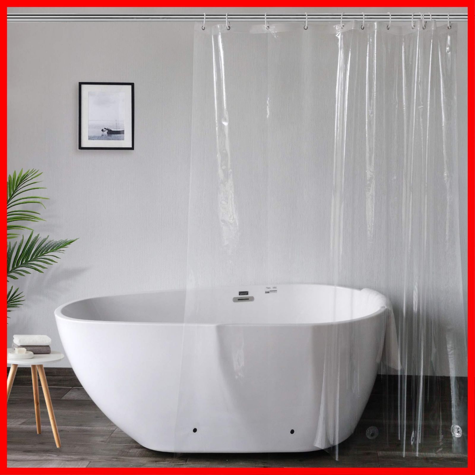 新着商品 90x150cm ビニールカーテン バスカーテン ユニットバス 浴室 透明 間仕切り 北欧 シャワーカーテン クリア 清潔 AooHome フック付き 取付簡単