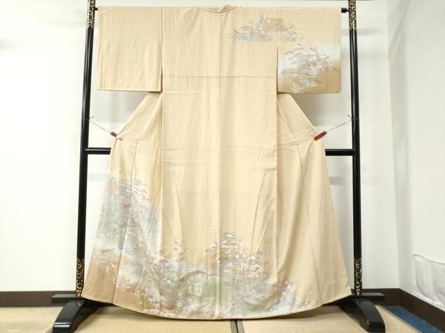 平和屋着物□訪問着 松竹梅風景文 暈し染め 正絹 逸品 BAAU3614hj
