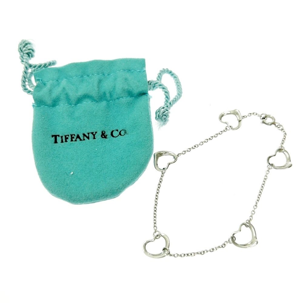 美品 ティファニー 5P オープンハート ブレスレット シルバー SV925刻印 TIFFANY&Co. ティファニー 5P オープンハート ブレスレット シルバー