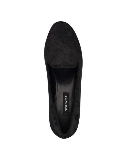 【送料無料】 ナインウェスト レディース スリッポン・ローファー シューズ Women's Renold Round Toe Flat Slip On Loafers Black Velvet