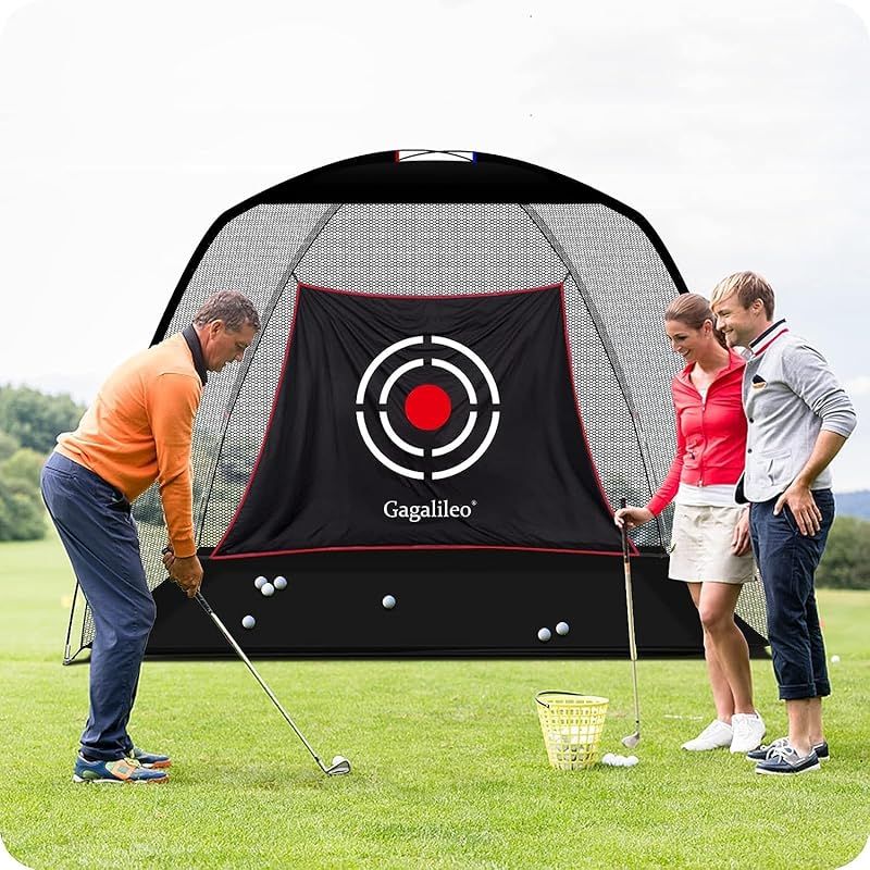 Gagalileo ゴルフネット 練習用 トレーニング 自宅練習 設置簡単 コンパクト 初心者 組み立て式 練習器具 キャリーバッグ付き 室内屋外 3x2x1.8m 手軽 消音効果 アプローチ練習 飛散防止 持ち運び便利 1