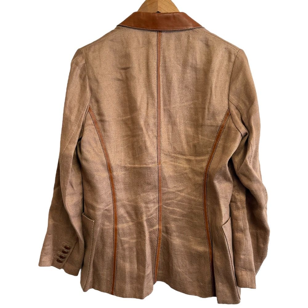 美品 HERMES エルメス リネン×ヘンプ レザー切替 シングル