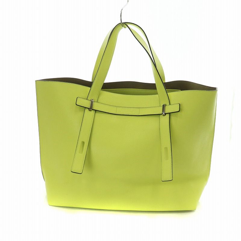 フルラ FURLA MAN GIOVE L CASUAL TOTE トートバッグ ハンド レザー ロゴ 黄緑 イエロー GY18 |MQ