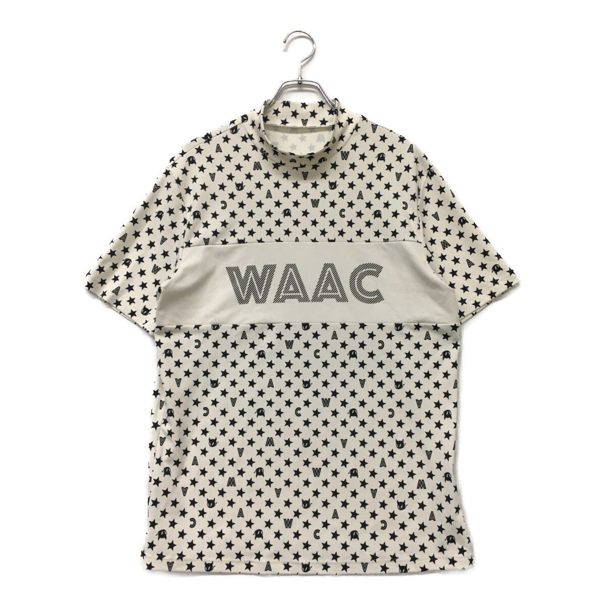 coco 中古 ワック WAAC メンズ 半袖シャツ 3(L) 白 ホワイト モックネック 星柄 ロゴ 中古 メンズ ワック WAAC 半袖シャツ 3(L) 白 ホワイト モック