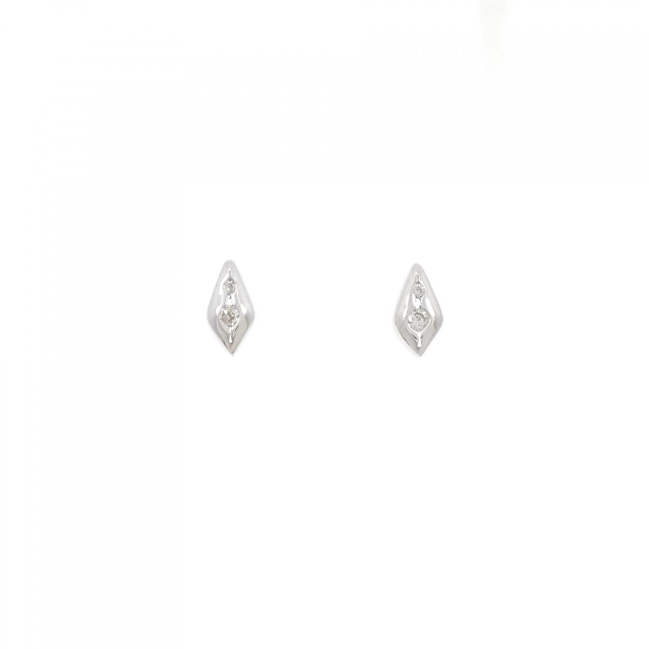 K14WG フラワー ダイヤモンド ピアス 0.02CT