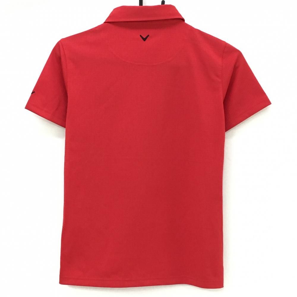 超美品】キャロウェイ 半袖ポロシャツ レッド 総柄地模様 ロゴ黒