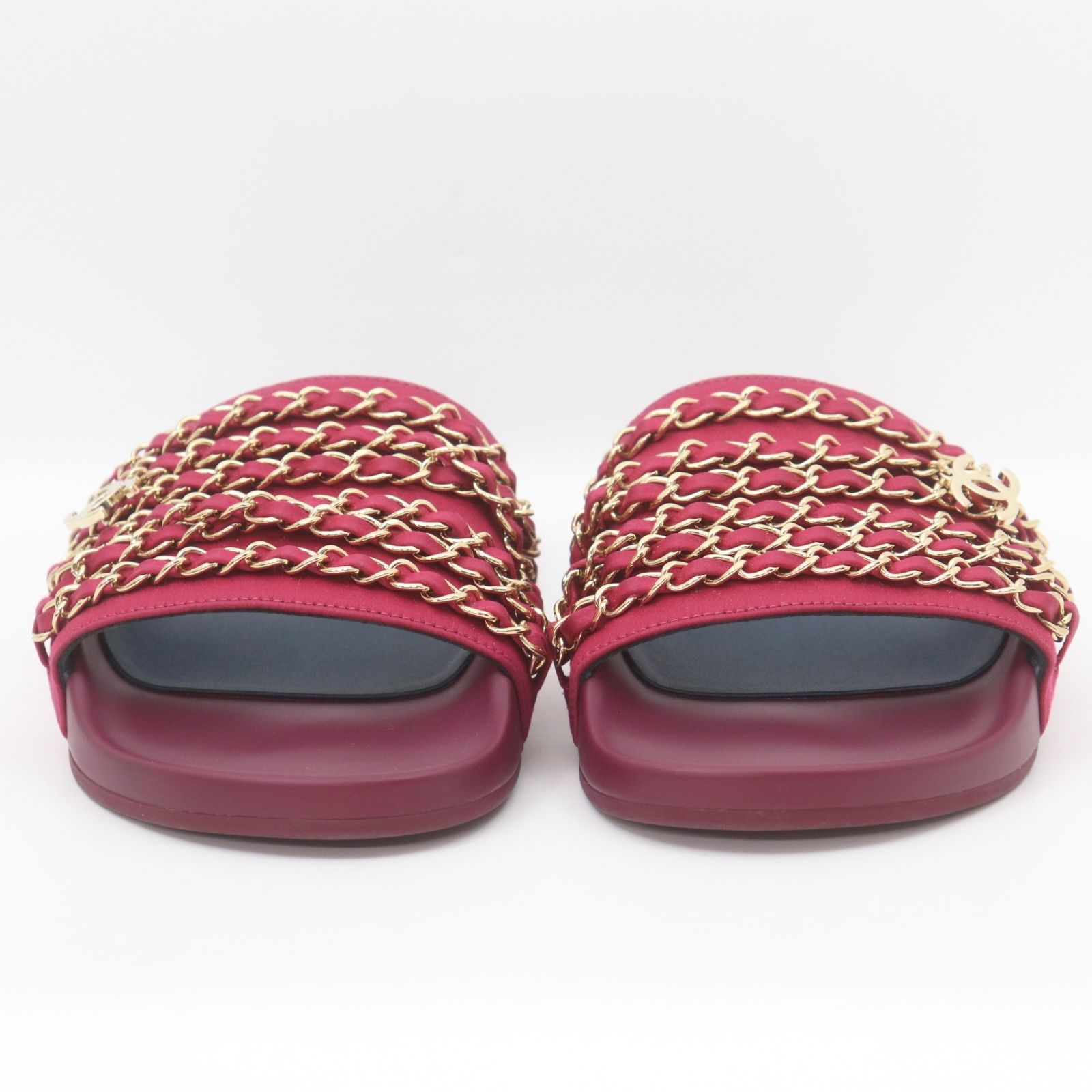 ITKO13N898O7 美品 CHANEL シャネル チェーン ココマーク サテン  