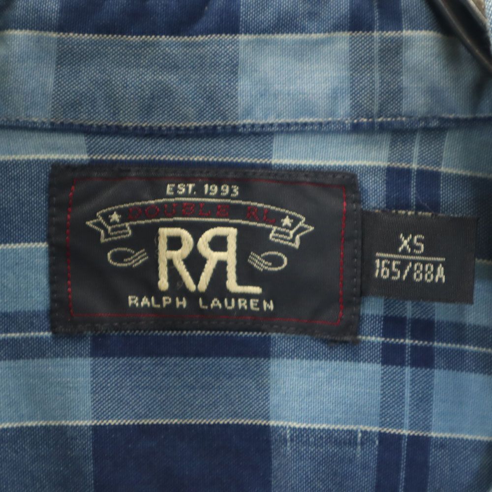 ダブルアールエル 長袖 チェックシャツ XS ネイビー 他 RRL Ralph