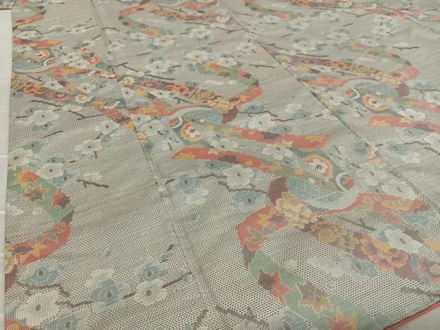 平和屋着物○本場大島紬 白大島 一元7マルキ 総絣 蔓帯枝花文 正絹