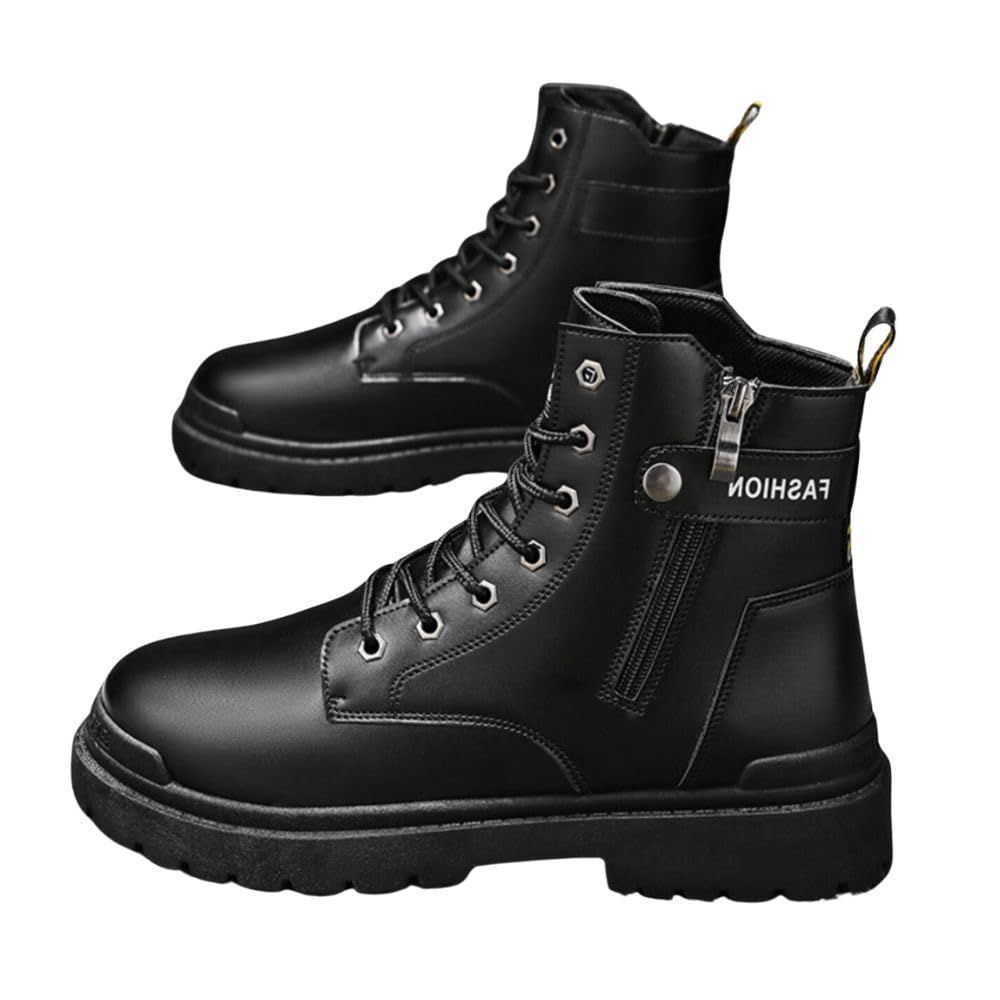 [MORABLU] ライダーブーツ メンズ マウンテン サイドジップ レースアップ ベルト ミドル 黒 バイク エンジニア (ベージュ， 25.5 cm) [ベージュ] [25.5 cm]