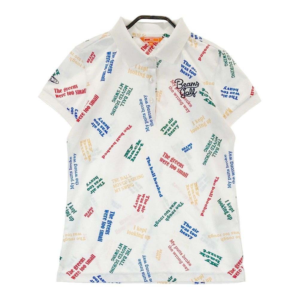 美品 BEAMS GOLF ビームスゴルフ 半袖ポロシャツ 総柄 M BEAMS GOLF ビームスゴルフ 半袖ポロシャツ 総柄 ネイビー系