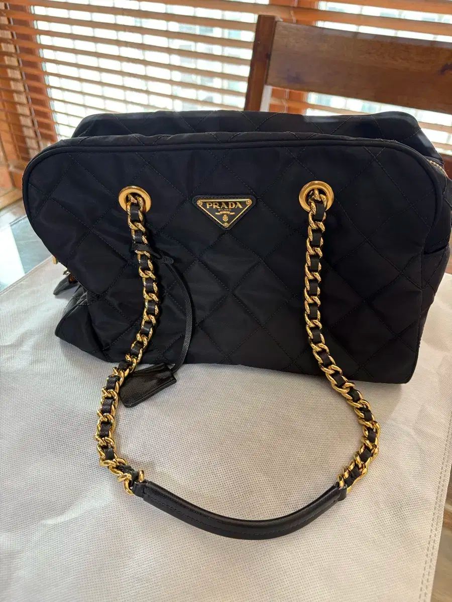 PRADA プラダ ポコノ ナイロン キルティング チェーン ショルダーバッグ