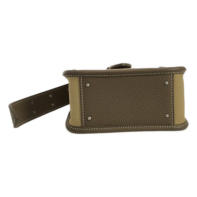 【美品】  VASIC / ヴァジック | キャンバス レザーショルダーバッグ | キャメル/ベージュ | レディース 美品】 VASIC / ヴァジック | キャンバス レザーショルダーバッグ