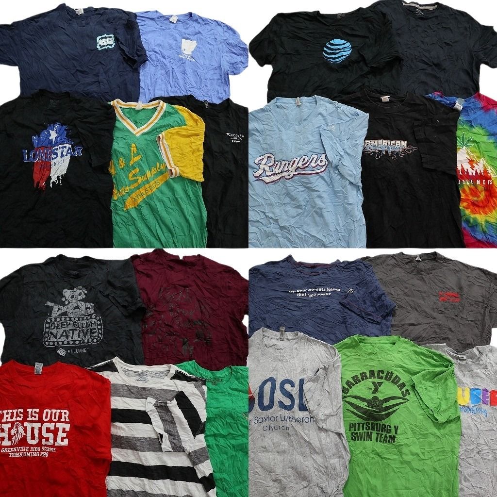 古着卸 まとめ売り  半袖Tシャツ 20枚セット (メンズ XL ) ボーダー 企業 プロチーム MLB レンジャース タイダイ 中古 古着 MY6879