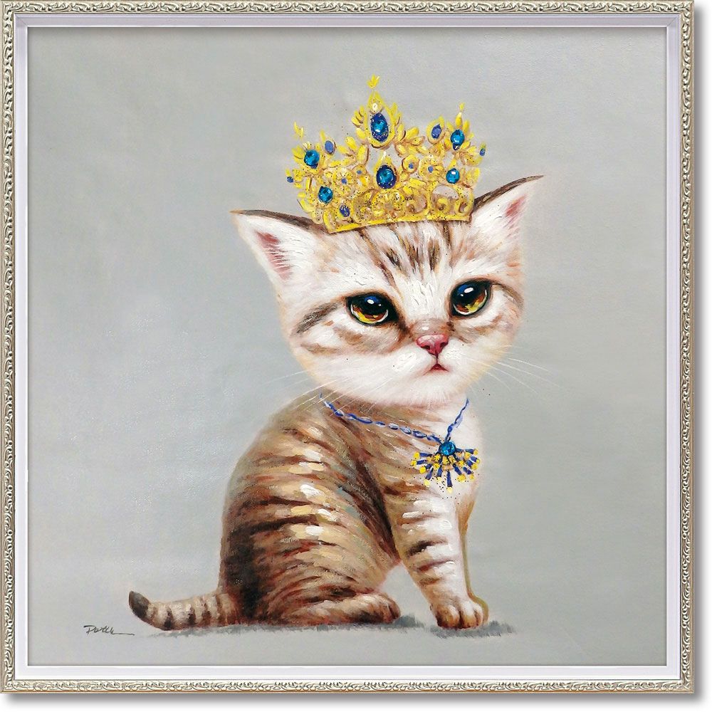 猫の油彩画 　可愛い猫　金色フレーム付き 猫の油彩画 可愛い猫 金色フレーム付き 猫の油彩画 可愛い猫 金色