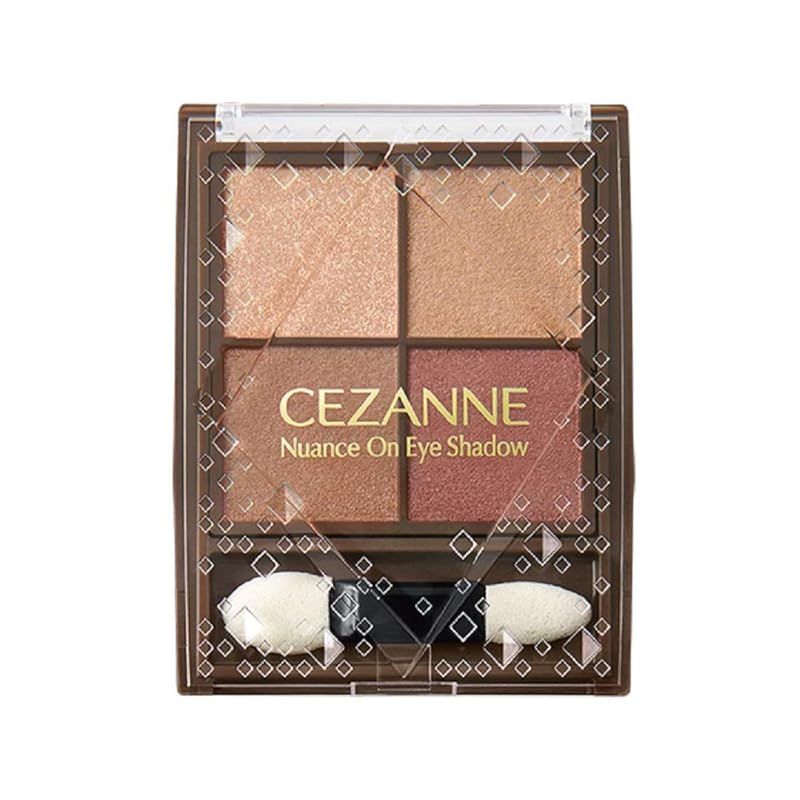 セザンヌ ニュアンスオンアイシャドウ 03 ブロンズレッド 4色アイシャドウ ダブルチップ付き パール配合 4グラム (x 1) 0
