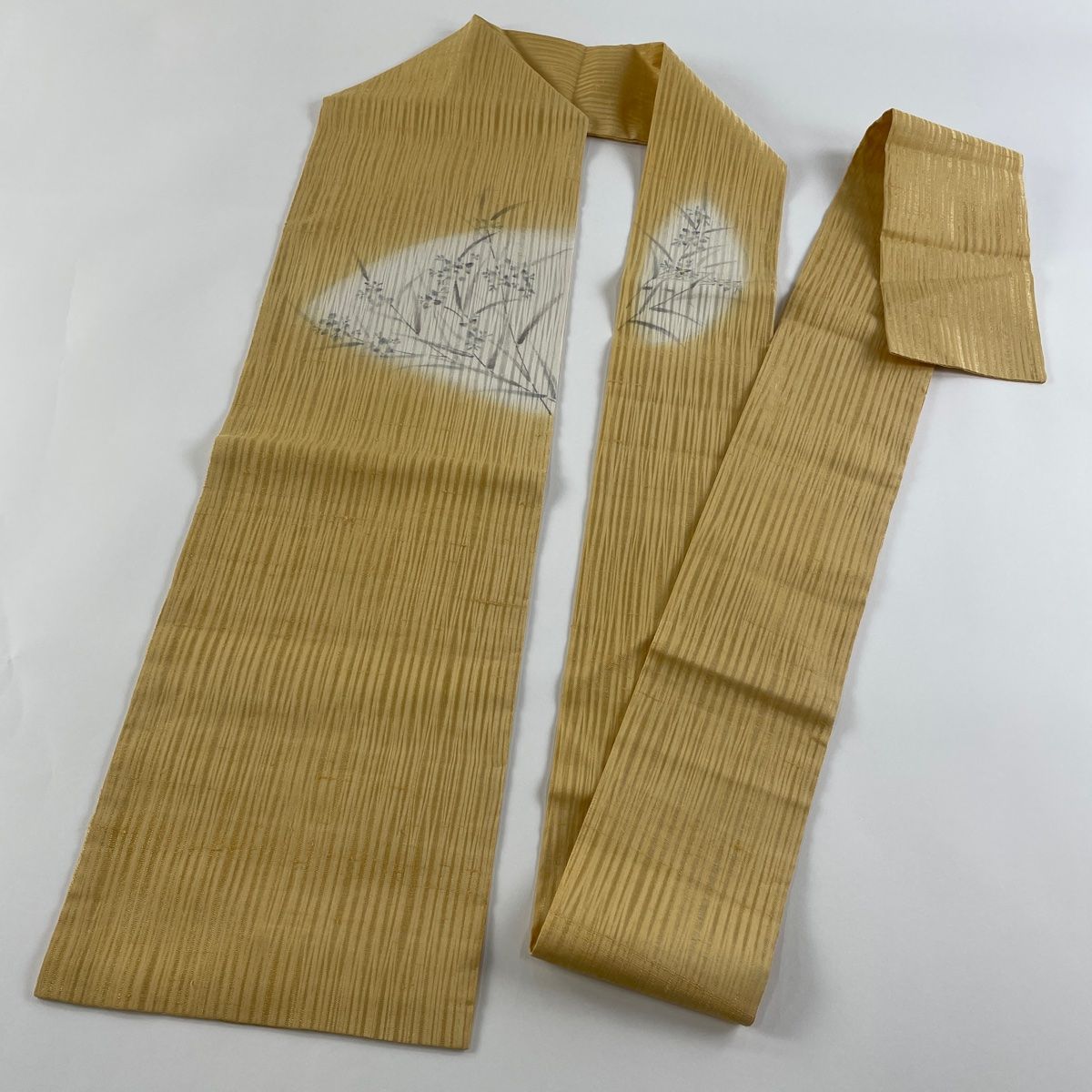 1960 華 名古屋帯 夏 抽象 縞 上品 ベージュ カジュアル 普段着 1960 華 名古屋帯 夏 抽象 縞 上品 ベージュ カジュアル 普段着