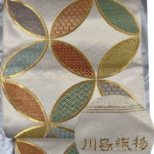 豪華絢爛綺麗美品Gベージュ金正絹六通袋帯☆川島織物☆