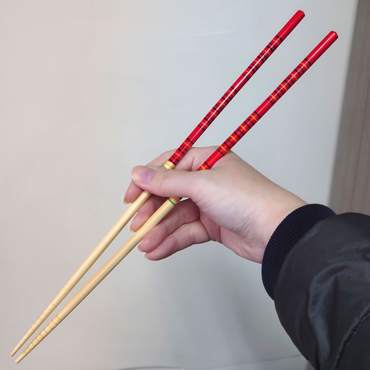 菜箸 赤黒2膳セット すべり止め付 お取分け箸 歌舞伎柄 菜ばし 箸勝本店謹製