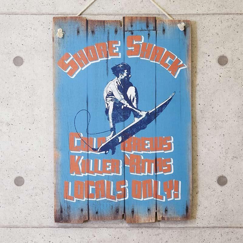 サーフィン 壁掛け アートポスター ハワイアン 西海岸 ウッドボード ビーチ