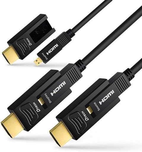 DTECH配管用着脱式光ファイバーHDMIケーブル50mHDMIタイプA HDMIタイプD4K60Hzハイスピード18GbpsHDCP2.2HDRARC3DCECEDID対応