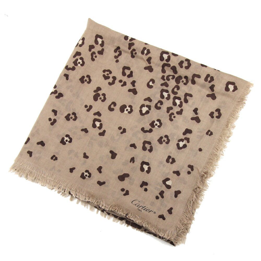 カルティエ ストール ブラウン カシミヤ70% 中古