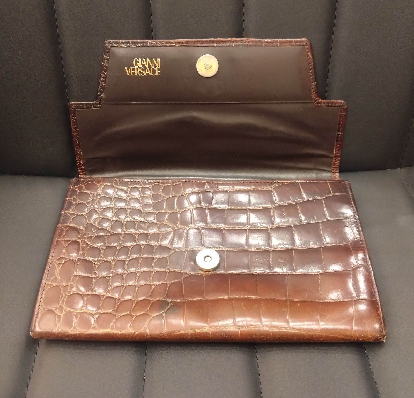 962 ヴィンテージ！ VERSACE ヴェルサーチ クロコ型押し 長財布