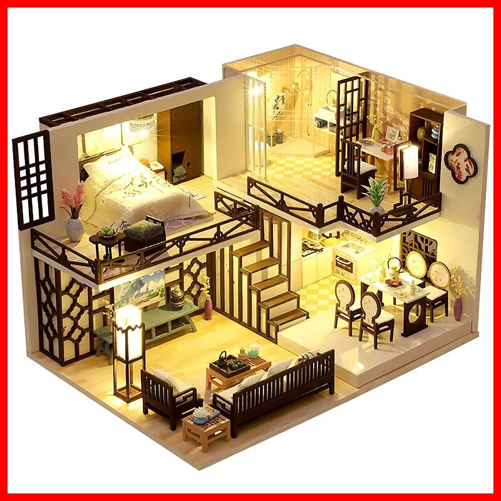 【ラスト1点】Gentile アクリルケース + LEDライト | | 1/24 (ジエンティーレ) 中型 モダン 風 モデルルーム 二階建て DIY セット 手作りキット ミニチュア ドールハウス moin moin