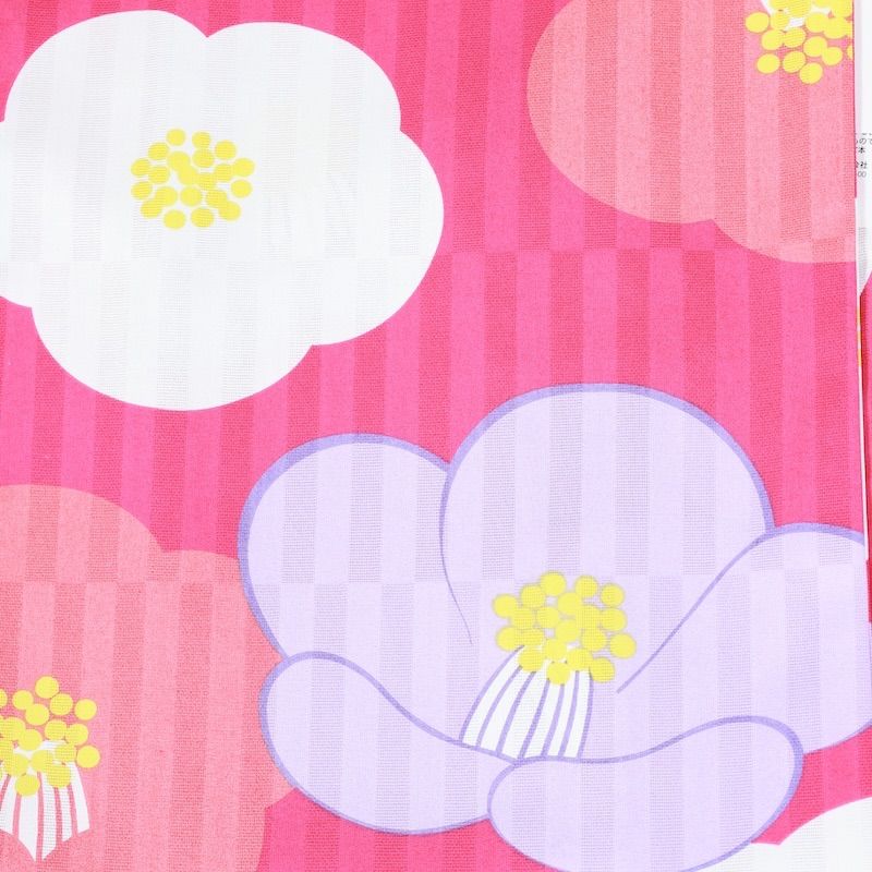 浴衣 新品 ピンク 白 紫 オレンジ 椿 O70