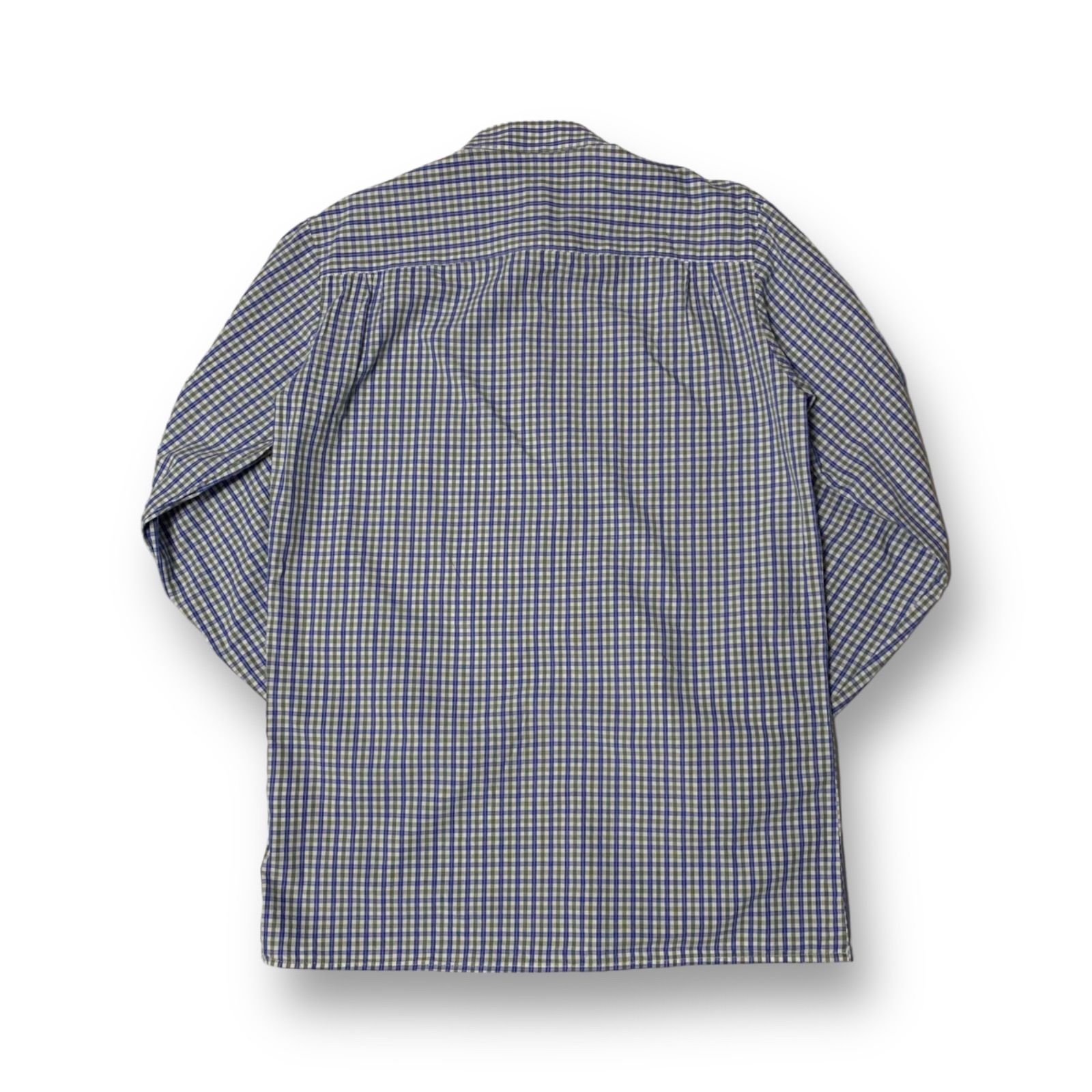 Hammerschmid L/S Tyrolean Check Shirt ハンマーシュミット チロリアンシャツ チェックシャツ プルオーバーシャツ 長袖 ライトグリーン ブルー ホワイト サイズ39 実寸S-M相当 ユーロ古着 チンストラップ スクエアカット