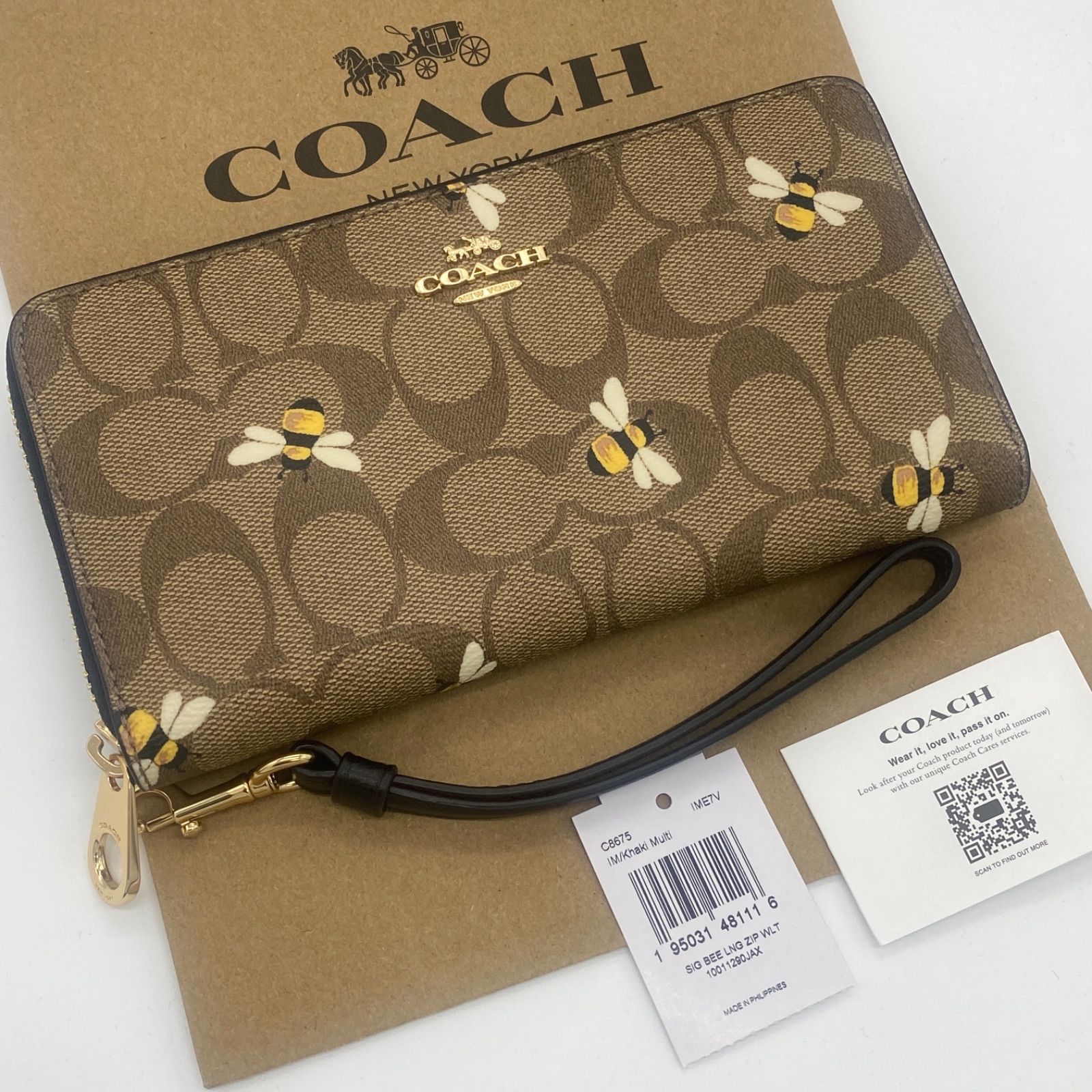 枚数限定 COACH コーチ 長財布 シグネチャー ハニービー 蜂 ジップ