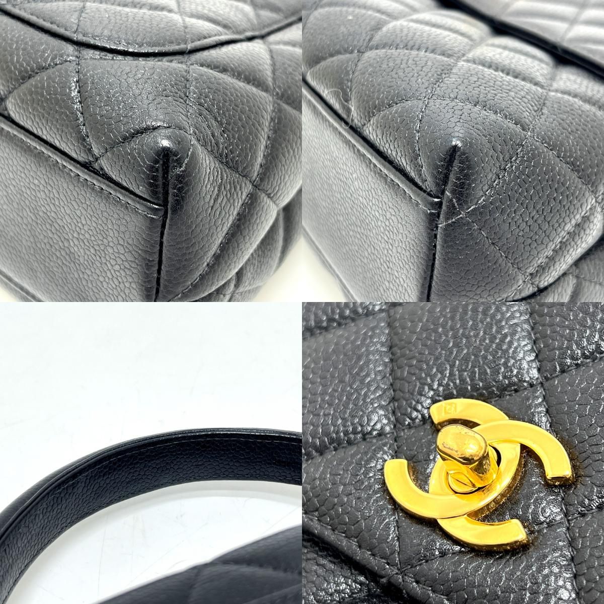 CHANEL シャネル ハンドバッグ ターンロック ミニトップハンドル キャビアスキン ブラック DECORATOM_COM_BR