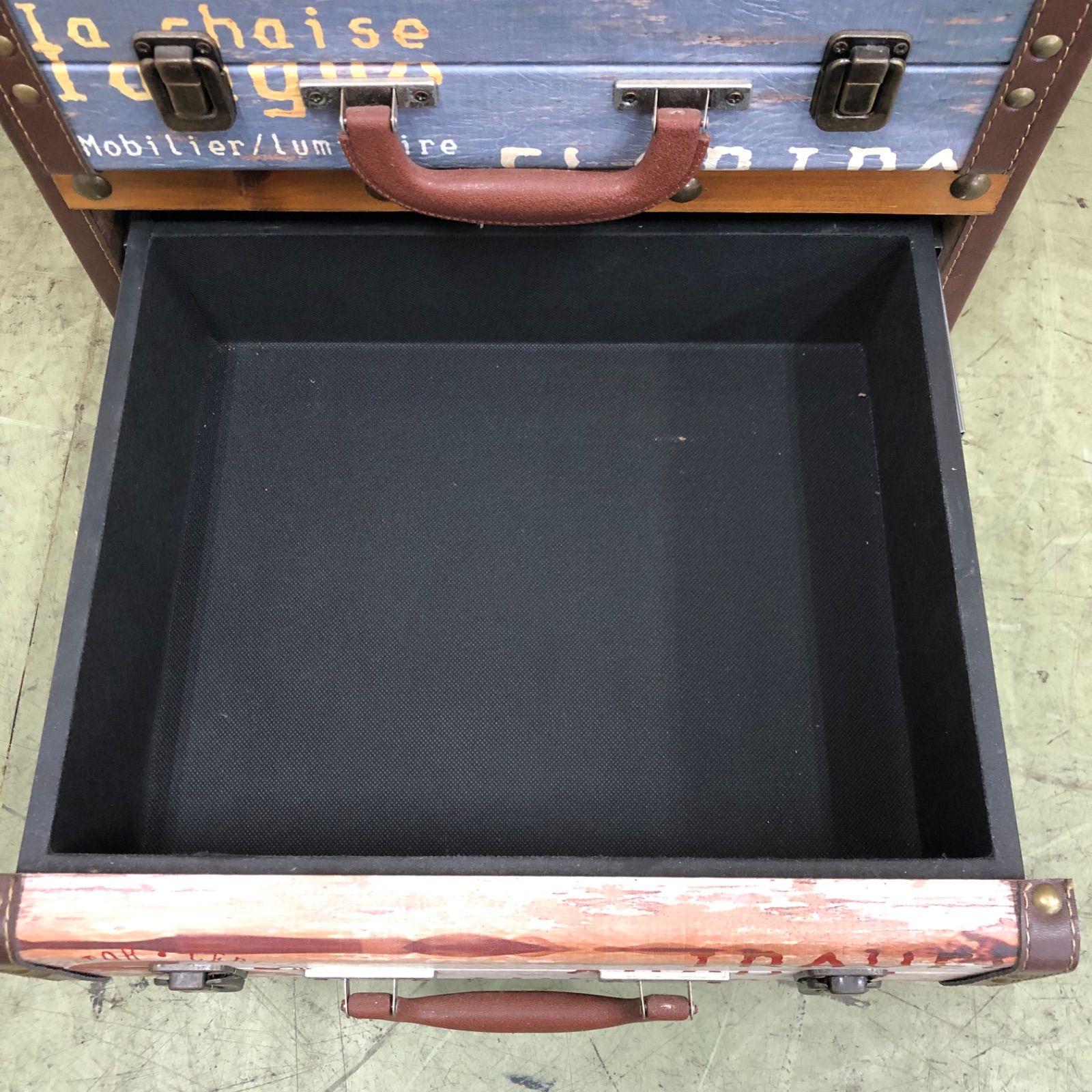 ヴィンテージ調 レザートランクチェスト