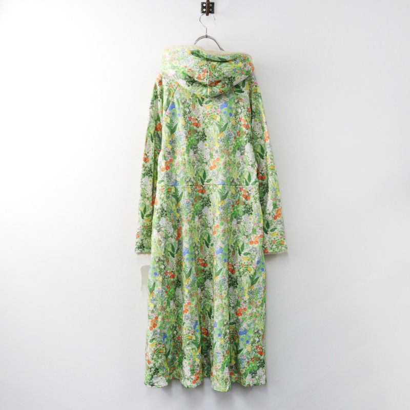 ♥ ユキエモン yukiemon フランシュリッペ ボタニカルスウェットワンピース M|グリーン うすめ ボア フード ドレス 2400014466553