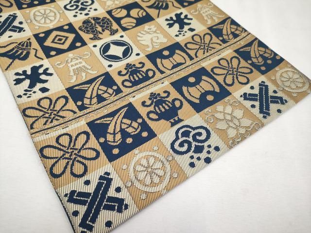 平和屋着物□極上 龍村美術織物 たつむら 六通柄 本袋帯 石畳吉宝文