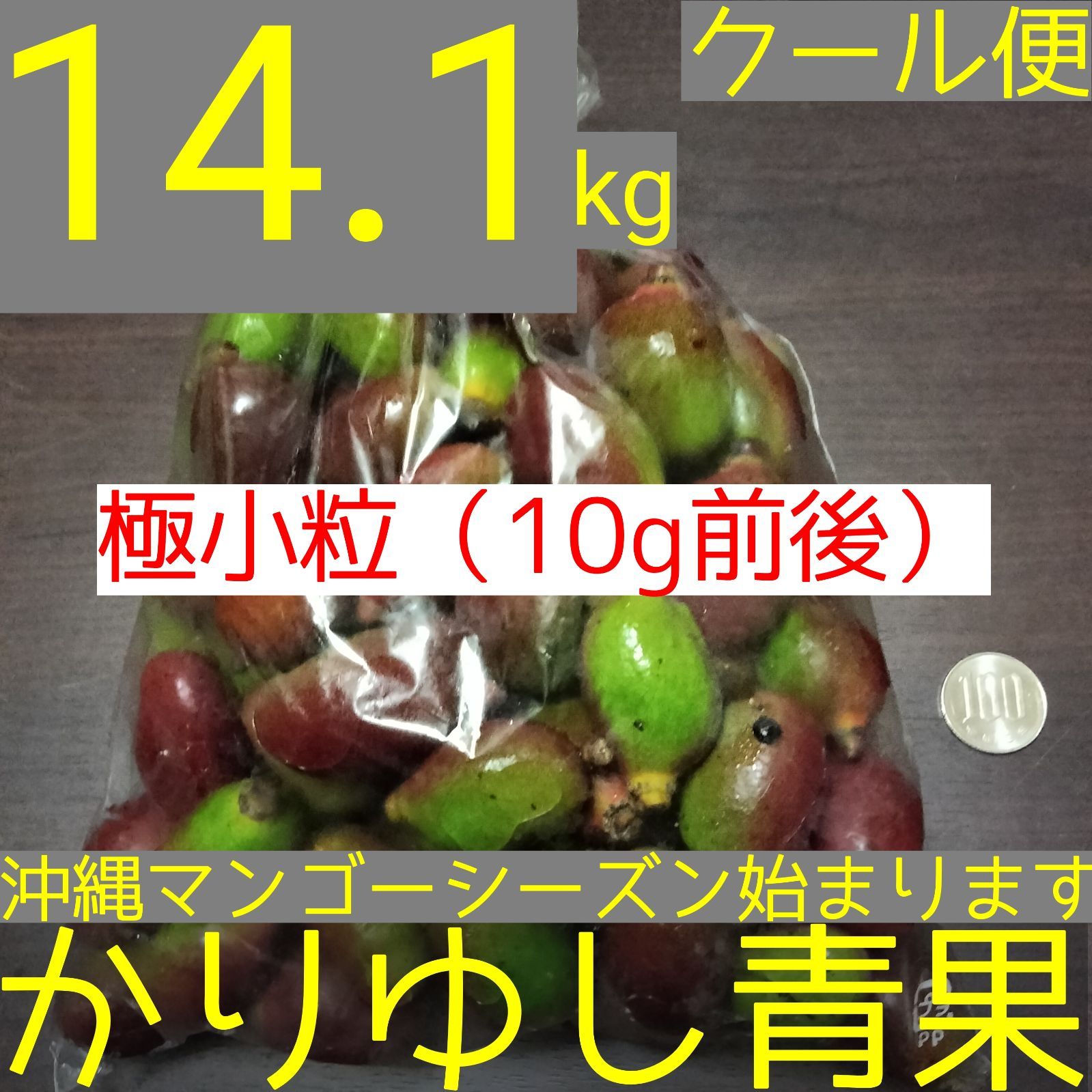 【極小粒（10g前後）】沖縄県産摘果マンゴー/青マンゴー約14.1kg【クール便無料】 ①