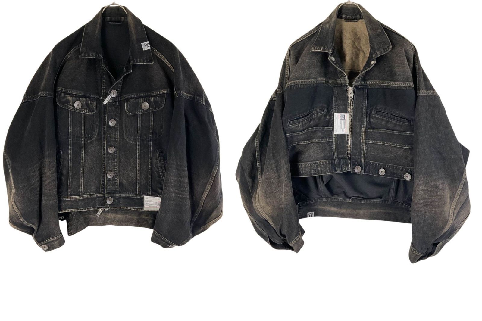 Maison MIHARA YASUHIRO メゾンミハラヤスヒロ 46 ブラック コンビネーションデニムジャケット 2WA