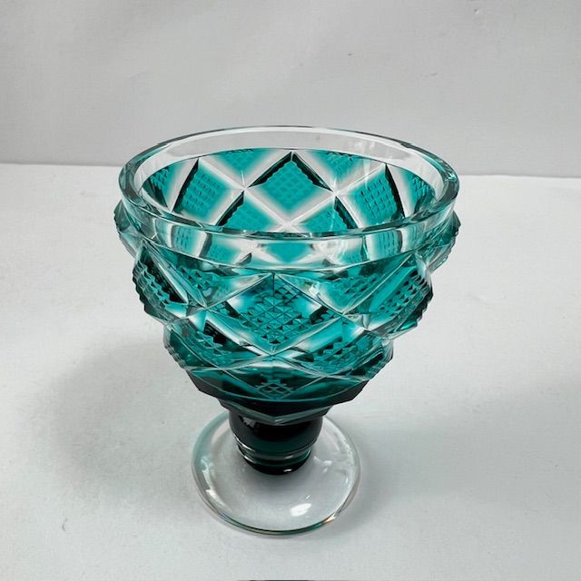 色が被せガラス 切子酒杯