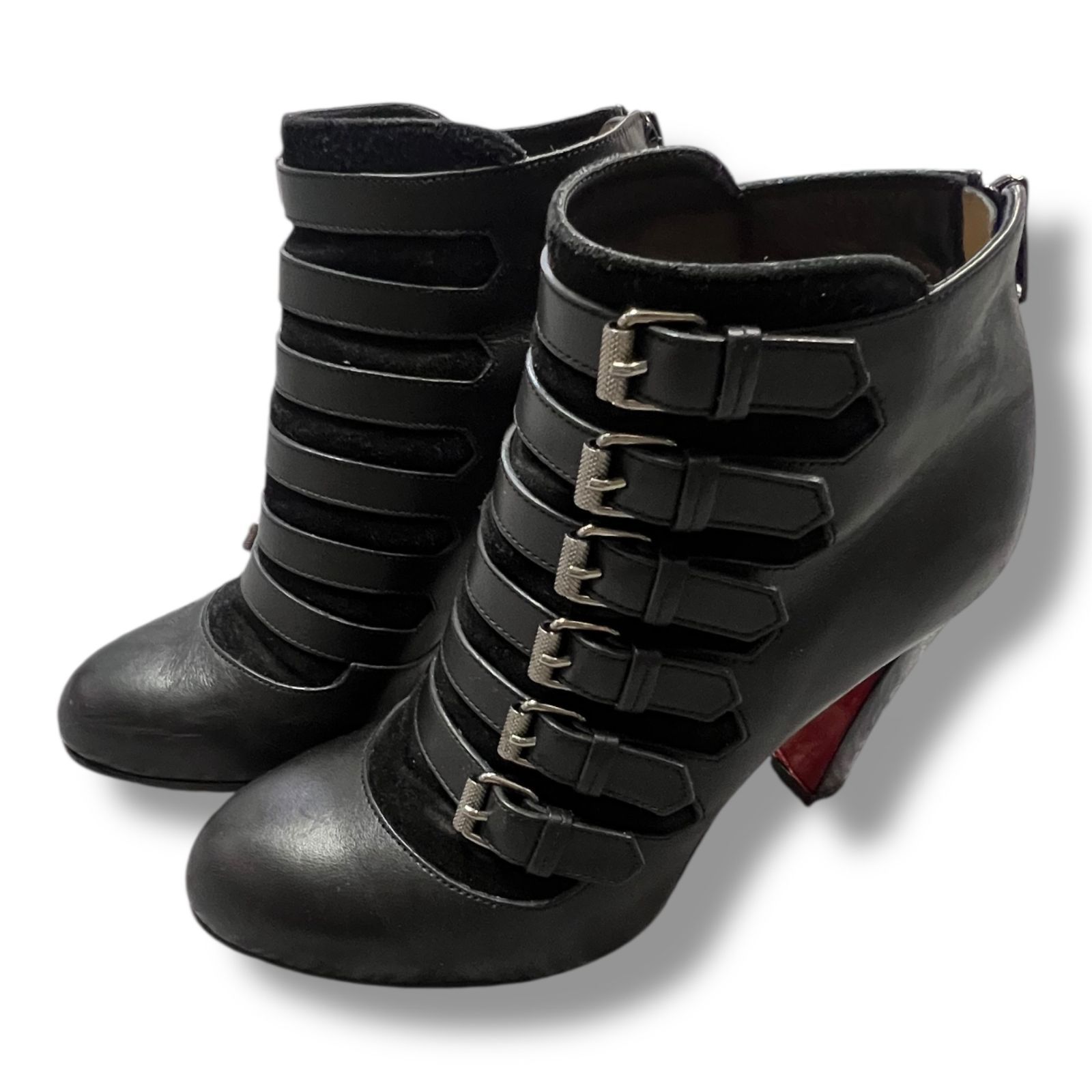 ❀美品 ファビオルスコーニ スエード 黒 ブラック 38 24cm ○ファビオルスコーニ FABIO RUSCONI ロングブーツ （ブラックスエード