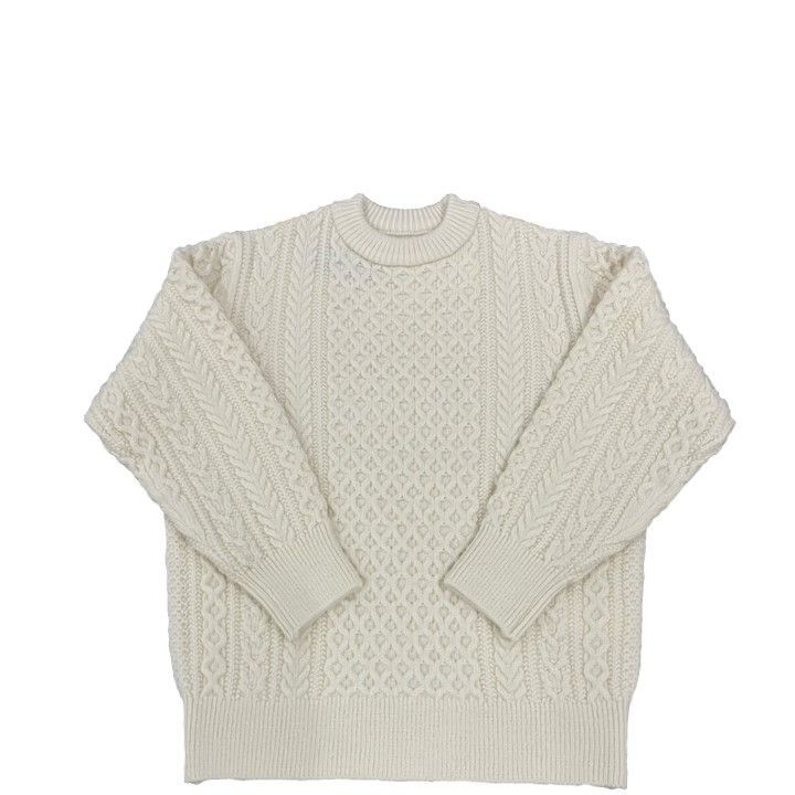 Yonetomi / REBORN WOOL ARAN KNIT P/O  WHITE