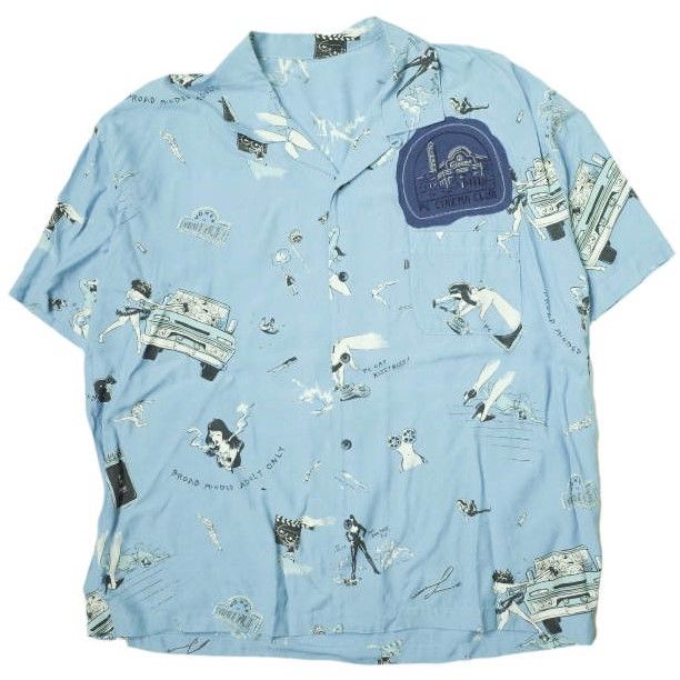 Porter Classic レーヨン アロハ シャツ M 日本製 水色 PORTER CLASSIC, ALOHA SHIRT 水彩 | Purveyors