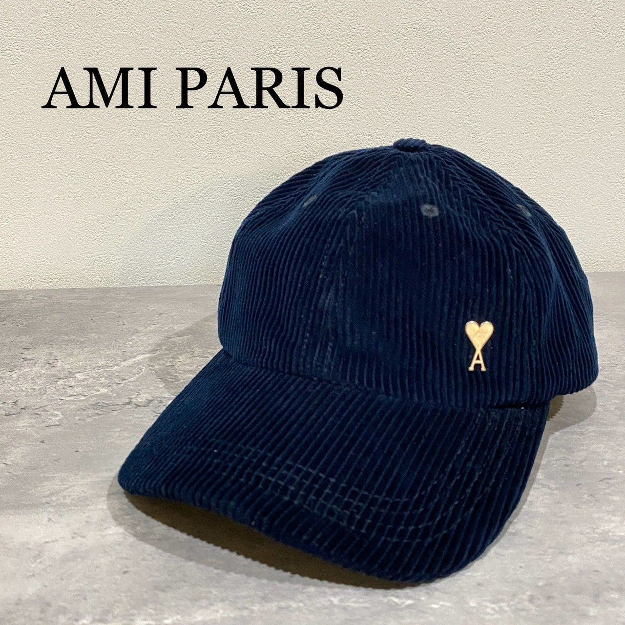 AMI PARIS アミパリス コーデュロイ メタルロゴ キャップ