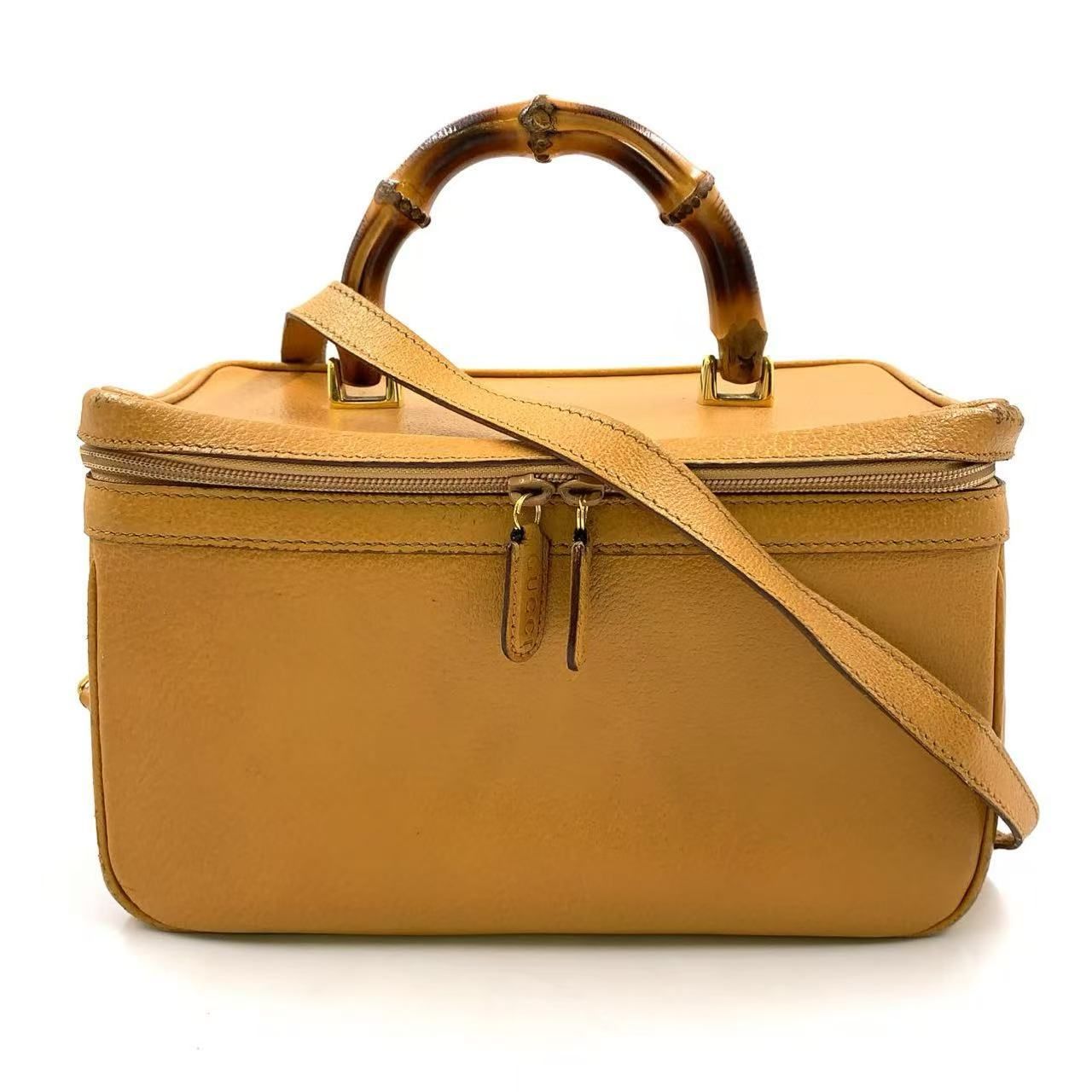 GUCCI バニティバッグ バンブー 2way ショルダーバッグ レザー