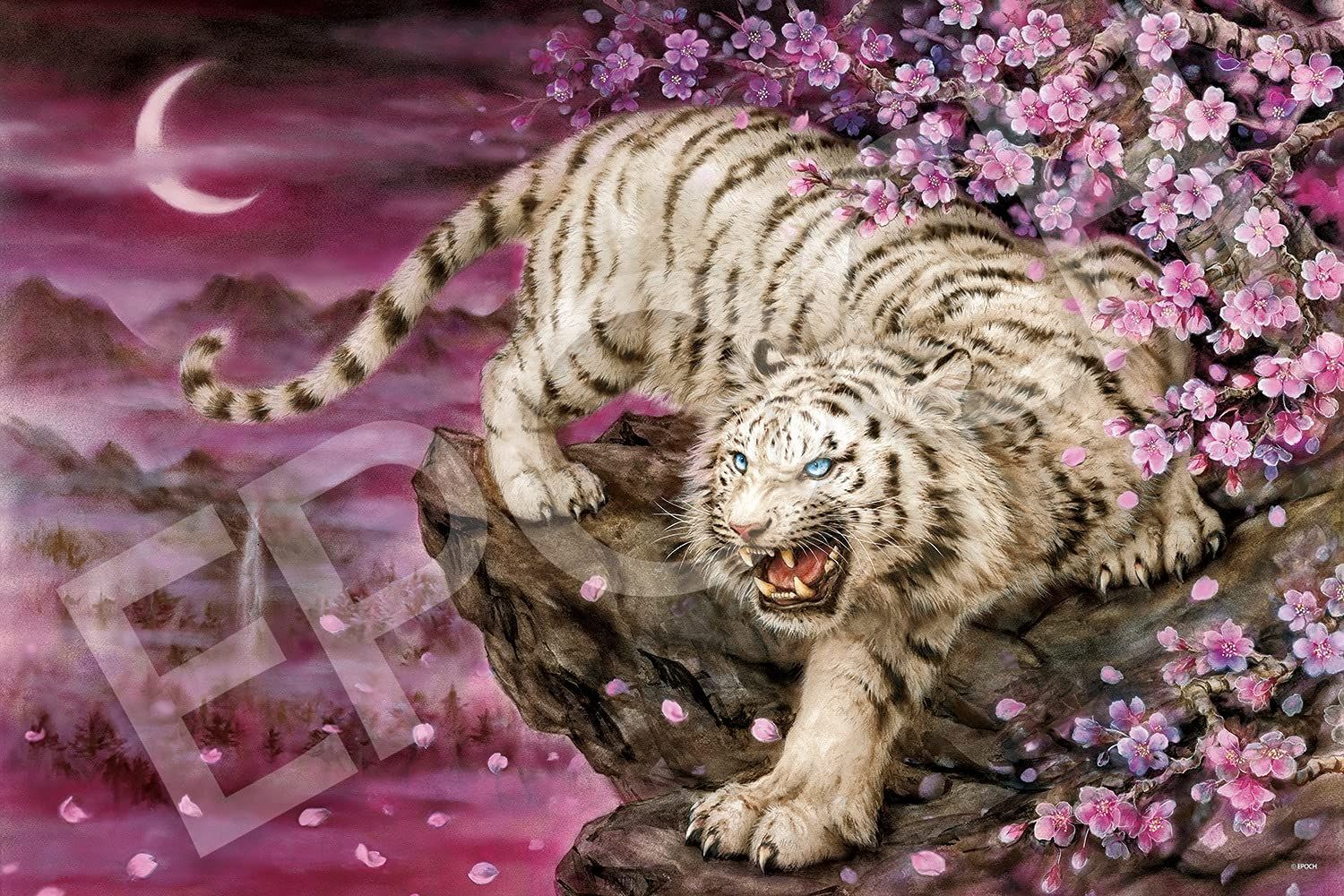 【特価商品】原井加代美 桜花白虎 (50×75cm) イラスト/アート 11-605s ジグソーパズル のり付き ヘラ付き 1000ピース 点数券付き エポック社 EPOCH