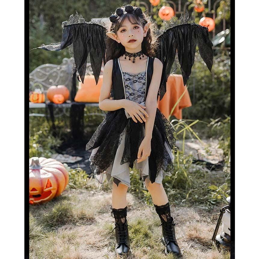 ハロウィン コスプレ衣装 女の子 吸血鬼 ハロウィン衣装 子供 ゴシック ワンピース カチューシャ 羽 天使 精霊 魔女 洋服 姫系 巫女 ウィッチ 悪魔 魔法使い 仮