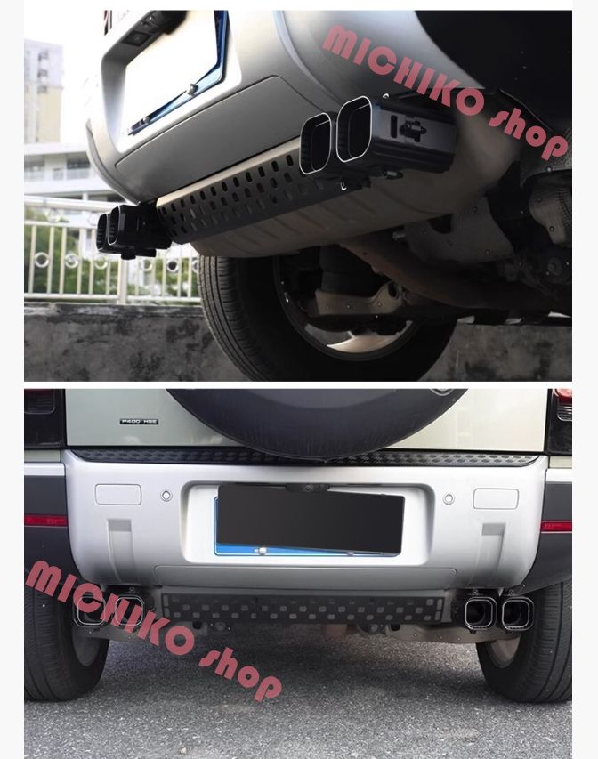 ステンレス リアエキゾーストパイプ ランドローバーディフェンダー90 110 130 2020-2025 マフラーカッター BRIGHTFACE_UK